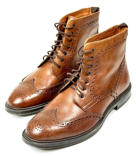 Stafford Deacon Wingtip Boots 7.5 M Cognac Brown Leather Brogue JCPenney