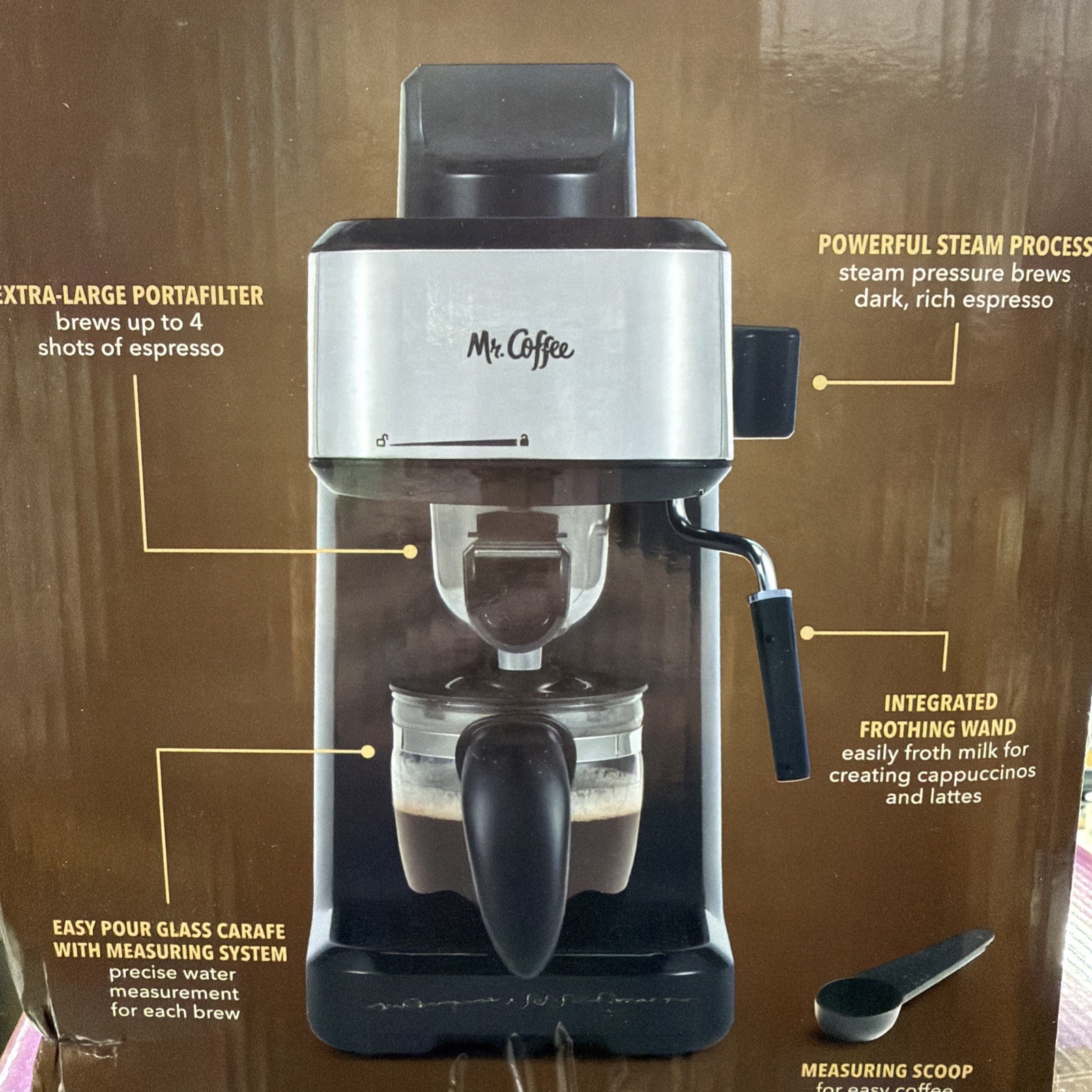 Mr Coffee 4 Shot Steam Espresso Maker Latte Cappuccino Maker New