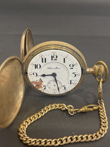 1898 Hamilton Pocket Watch Lancaster PA Victory Case W/Chain - Picture 1 of 11