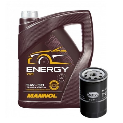Servicekit SCT SM 111 Ölfilter, MANNOL Energy 5W-30 Motoröl, 5 Liter