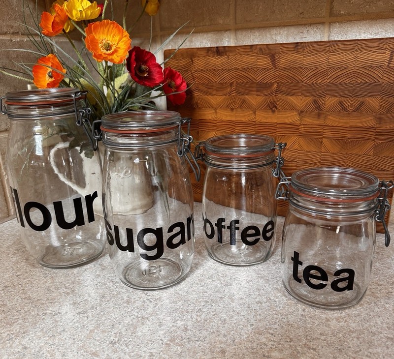 Rare Vintage 70’s Glass Kitchen Canisters Set of 4 Canisters by Triomphe France