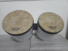 Remo Skyndeep Bongo Set 7” And 6”  Pre-Tuned White EUC