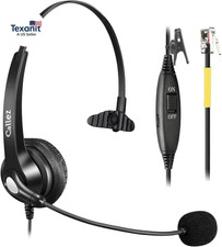 Phone Headset for Yealink Office Phone with Noise Cancelling Mic, RJ9 Mono Telep