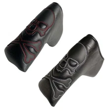 Skeleton Skull Golf Blade Putter Cover Headcover Magnetic for Men Golfer Black