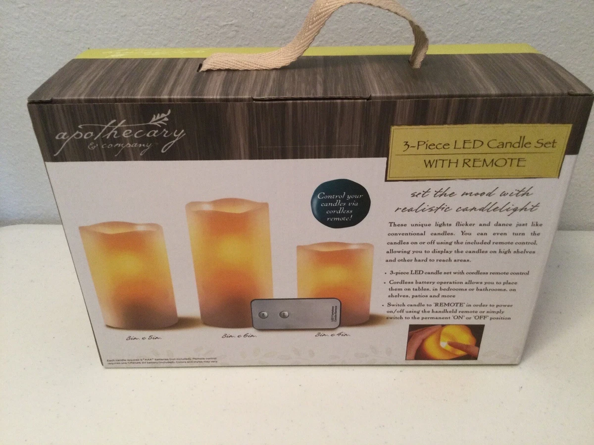 APOTHECARY COMPANY 3 Piece LED Candle Set w Remote. NEW. eBay