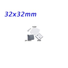 1 1/4x1 1/4" 32x32mm Pin Back Square Button Parts Badge 100pcs/Set DIY Maker