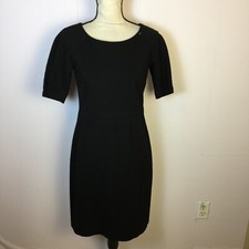 Talbots Sheath Dress Size 2 Womans Black Ponte Knit Half Sleeve Stretch Career