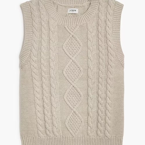 J. Gilet maglione Crew Factory in maglia con cavi - Heather Cloud - XXL - Nuovo con etichette