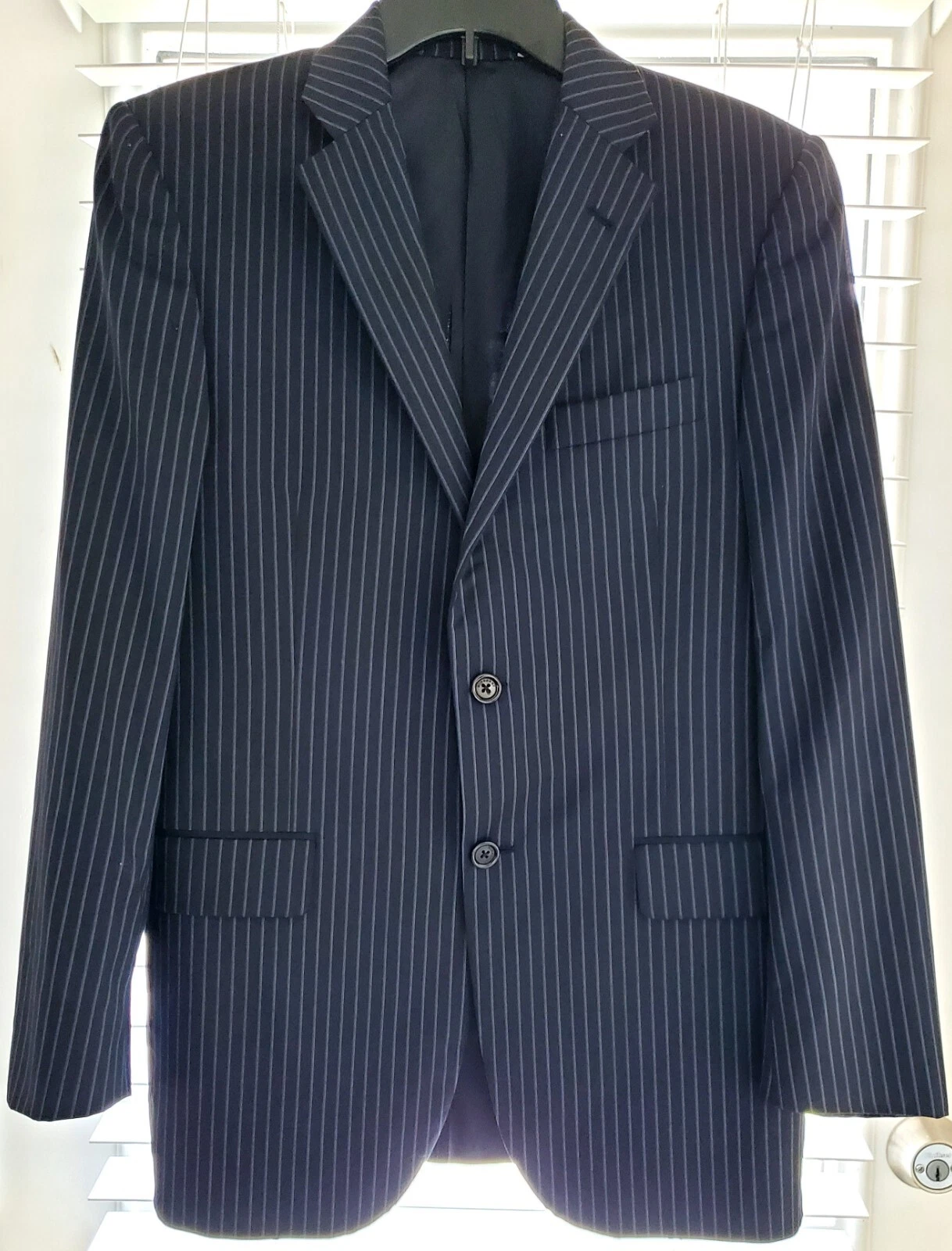 Giacca cappotto sportivo Burberry London blazer uomo 38R blu a righe 100% lana peggiorata
