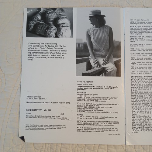 1985 Vtg Bernat Chloe Fashion Sweaters Knitting & Crochet Pattern Book No. 577 - Picture 13 of 24