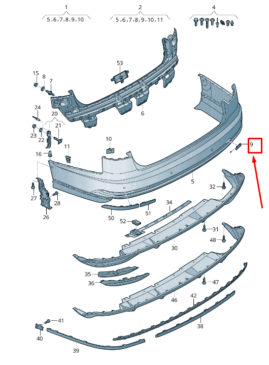 Cache de remorquage pour lunette arrière pour Audi A8 4N (4N0807441AGRU)