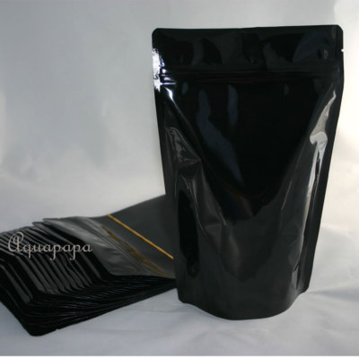 25 Stand up Pouch 6.75 x 11 Black Heavy Duty w/Zip Lock Top Notch Food Storage