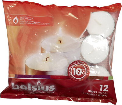 Bolsius Maxi große Teelichter Kerzen Teelichter Packung 12