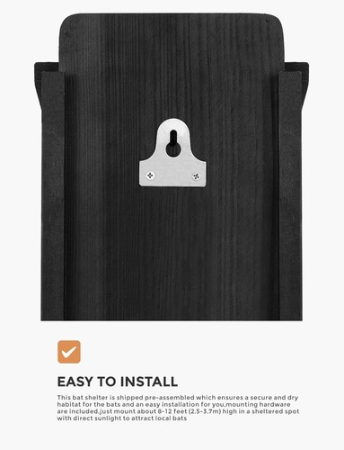 Fledermausunterstand aus Zedernholz vormontiert wetterfest schwarz ideal für Fledermäuse - Bild 4 von 6