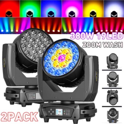 2X 19x20W LED Moving Head Light RGBW Zoom Beam Stage Wash Lighting Party DJ Show