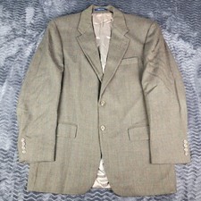 Chaps Ralph Lauren Blazer Men 40 Beige Overcheck Plaid Herringbone Sport Coat