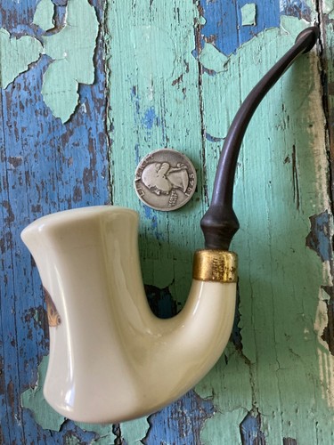 NEU UNBERAUCHT VTG Zenith GLASIERT Keramik weiß Pfeife Amsterdam Gouda Holland Karpfen - Bild 6 von 9