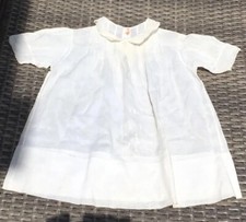 VINTAGE BABY OR DOLL COTTON DRESS EMBROIDERED 6 Months 9 1/2  Shoulders