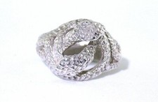 Coiled Snake Two Head Handmade Casted REAL Sterling Silver Ring Size 7 PSR200