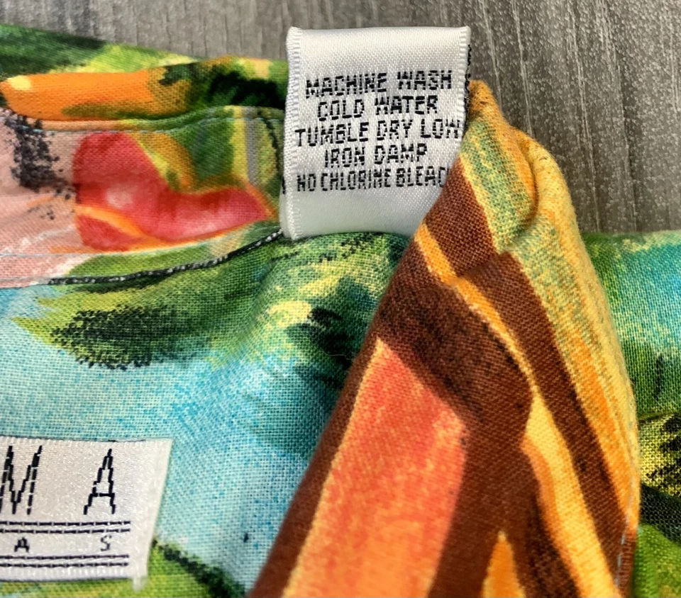 BIBAS BIRMANIA Para Hombres Med HAWAIANO ALOHA BAHAMA ESTILO CABAÑA HAWAII ABOTONADO Foto 4 de 4