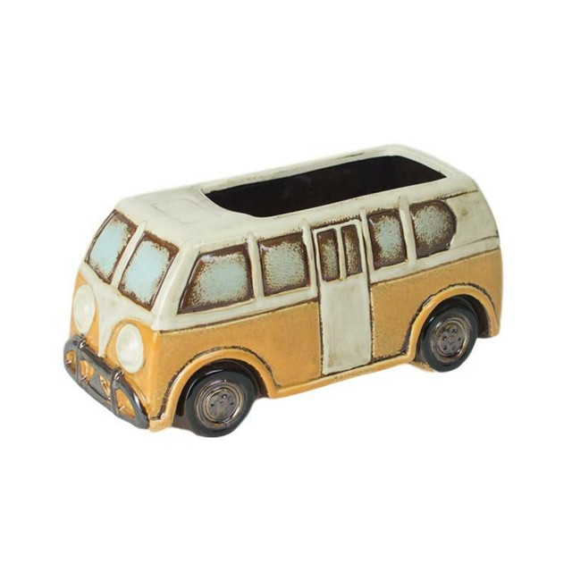 Ceramic Volkswagen Bus Planter Retro Mid Century Ceramic Yellow VW Camper Van Bus Planter Pot