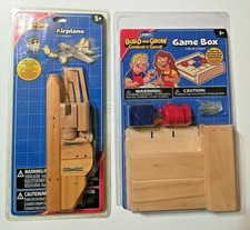 Build  Grow 2 Lowes Wooden Arts  Crafts Airplane  Game Box Kit NIP Lot of 2