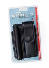 MagLite Mini Leather Double Holster Pocket Flashlight Belt Black EDC Snap 2015