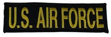 USAF U.S. AIR FORCE NAME TAPE STYLE PATCH BLACK GOLD AIRMAN VETERAN