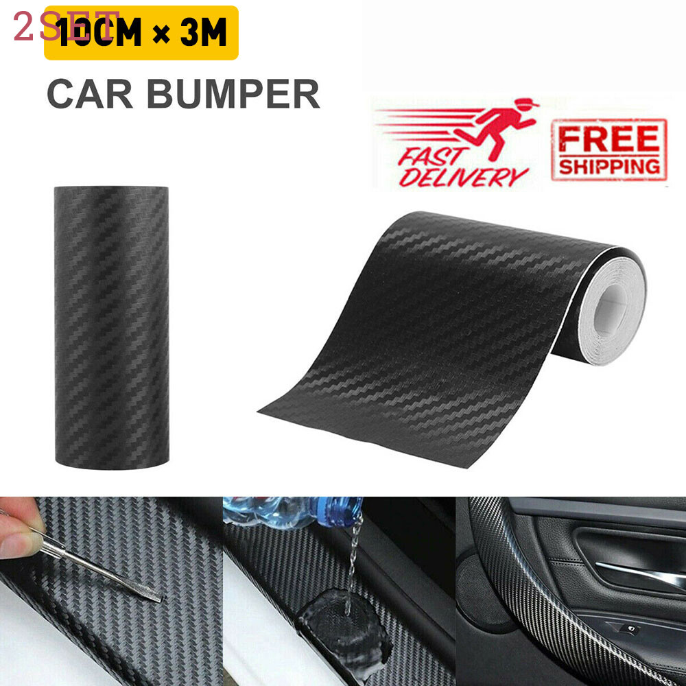 2set Accessories Carbon Fiber Vinyl Car Door Body Sill Scuff Cover Plate Sticker