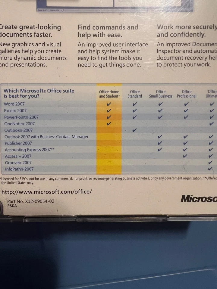 NEW SEALED Microsoft Office Home and Student 2007 - Image 2 of 4