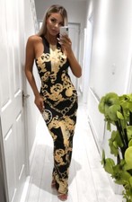 🔝SALE🔝 Felicity Women`s Fancy Halter Long Bodycon Open Low Back Dress