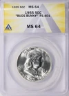 1955 Franklin Silver Half Dollar ANACS MS-64 Bugs Bunny FS-401