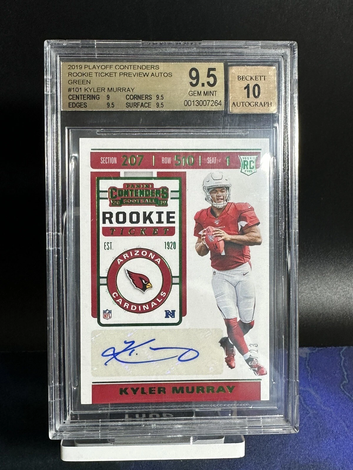 Kyler Murray Panini Playoff Contenders Rookie Ticket Preview Autographs #101 Team Helmet-Autograph-Green