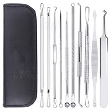 10-Piece Acne Tweezers Set Blackhead Pimple Remover Tool Blemish Extractor Kit