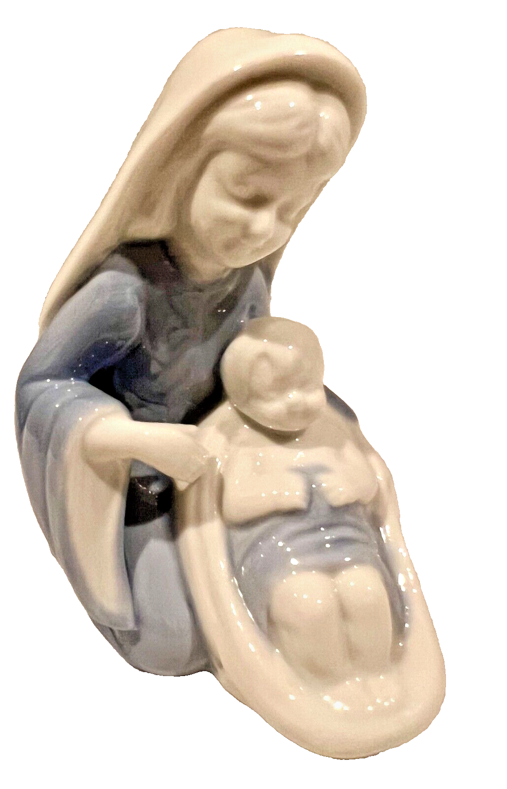 White Baby Robe Vtg Lefton Virgin Mary with Baby Jesus Blue & White Ceramic 4.5 ...