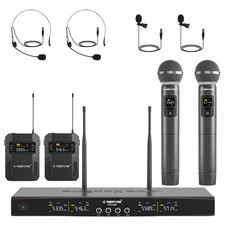 Wireless Microphone System, 4-channel Wireless Mic Set With Handheld/bodypack...
