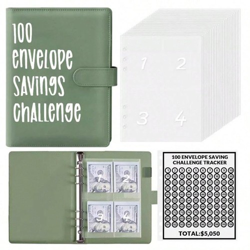 Money Saving Challenge Folder - Cash Budget Planner w/Card Slots, Durable