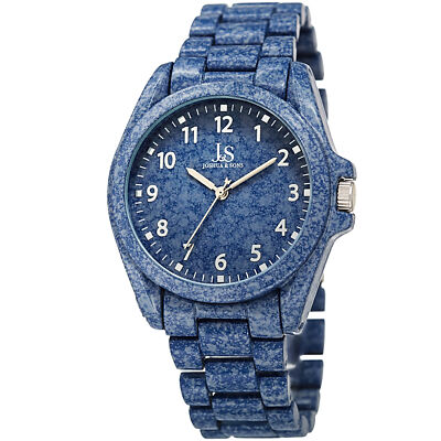 New Men's Joshua Sons JS91BU Easy to Read Blue and Black Spray