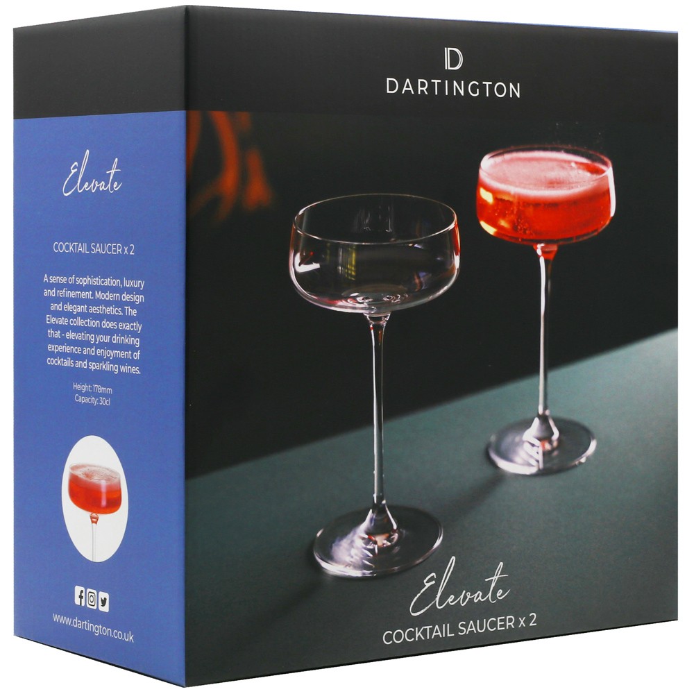 Dartington Crystal Elevate Cocktail Saucers Set of 2 Luxury Glasses