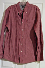 Eddie Bauer Men's Button-Dow Shirt Large Red Wrinkle Free Classic Fit