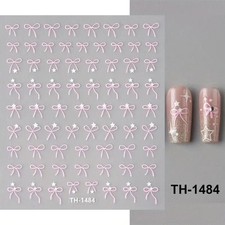 Nail Art Stickers Decals Embossed Christmas Bows Bowties Stars Decoration TH1484