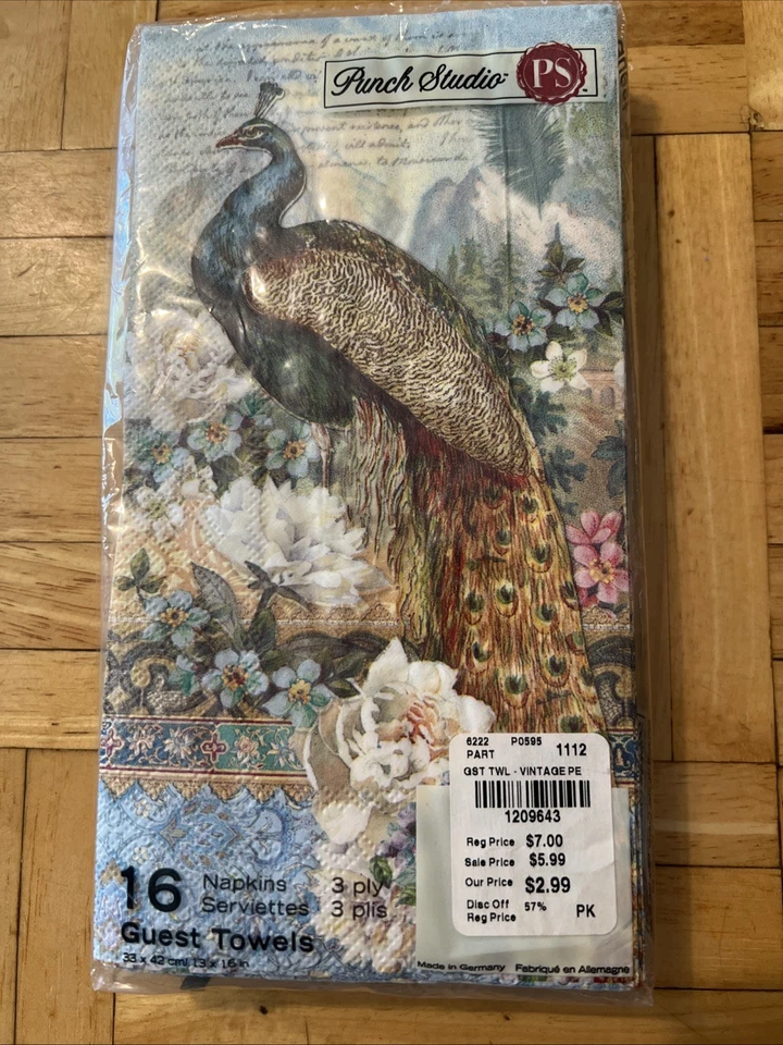 Paquete de 16 servilletas Punch Studio Peacock. De colección Nuevo Foto 4 de 4