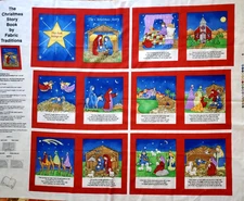 "The Christmas Story Book" BY Fabric Traditions  Jesus Nativity FABRIC PANEL Vtg