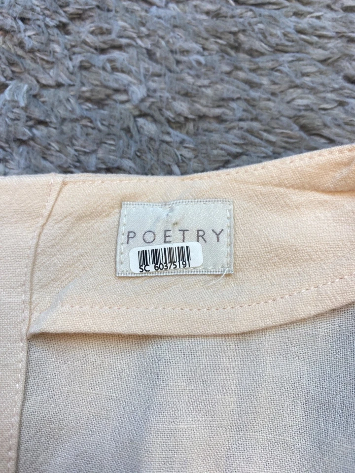 Poetry Dress Women 10 Creamy Beige Linen Pleated Cottage Lagenlook Peasant Maxi - Image 3 of 4