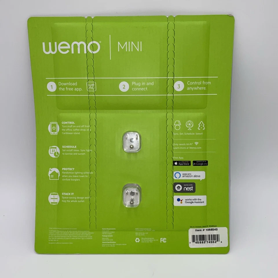 Wemo Smart Plug 2-pack WI-FI Work w/Alexa Google Assistant Nest + NEW Sealed NIB - Image 2 of 4