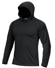Men's UPF 50 Sun Protection Lightweight Hoodie Shirts Long X-Large Black