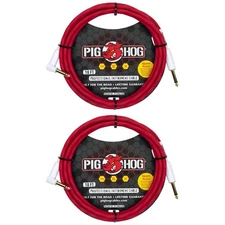 Pig Hog Hex Series Silent Cable 10 ft Candy Apple Red, Right Angle (Pair)