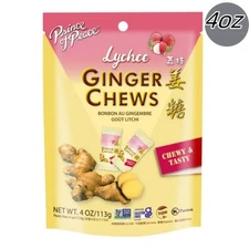 Lychee Ginger Chews- 4oz -Natural Ginger Candy-Soft Sweets-Prince of Peace