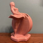Vintage Art Deco Royal Haeger Ballerina Pottery 1940s Figural Moon Vase 8" Pink