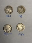 buffalo nickels lot (1916, 1918-s, 1923-s, 1925-s)